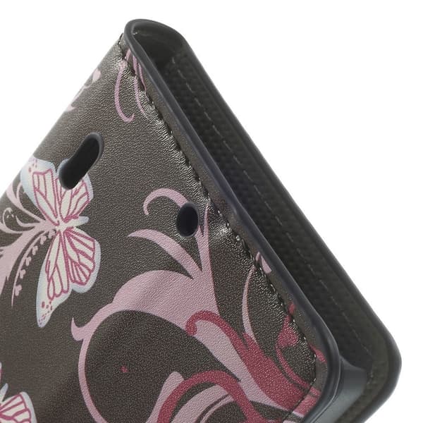 Moberg Nokia Lumia 929/930 Lær Etui - Sommerfugle & Blomster Multicolor