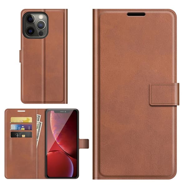 Lompakko Nahkakotelo For iPhone 13 Pro - Ruskea Brown