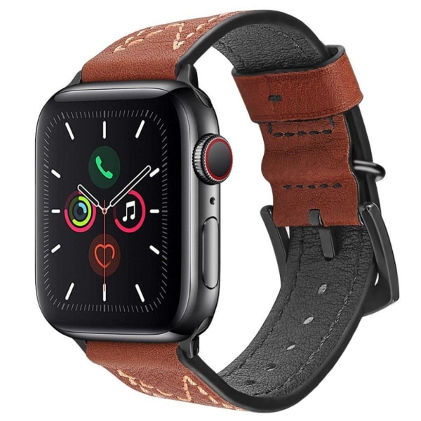 M-muotoinen aito nahkanauha Apple Watch Series 5 / 4 44mm - Ruskea Brown