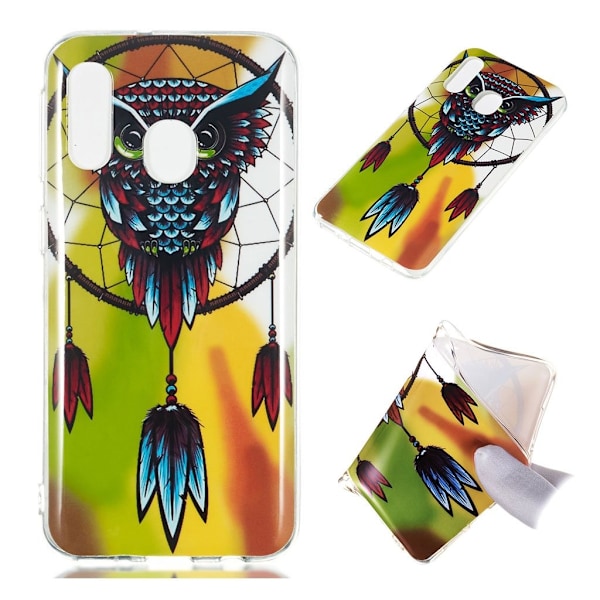 Samsung Galaxy A40 fodral med noctilucent mönster - Uggla Drömfångare multifärg