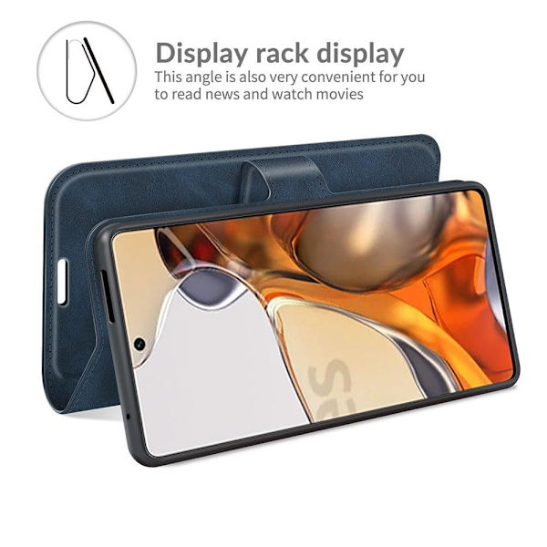 Hållbart konstläder Xiaomi 11T / Xiaomi 11T Pro fodral med plånbok - Blå Blå