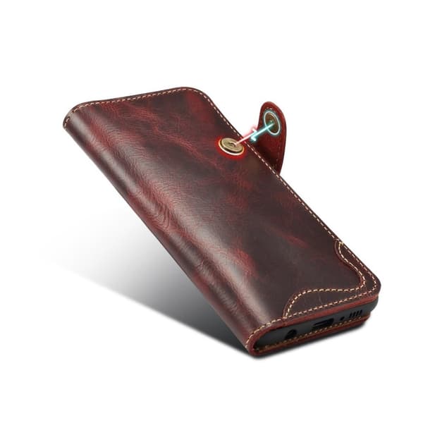 Samsung Galaxy S10 Plus ægte læder etui - Vinrød Red