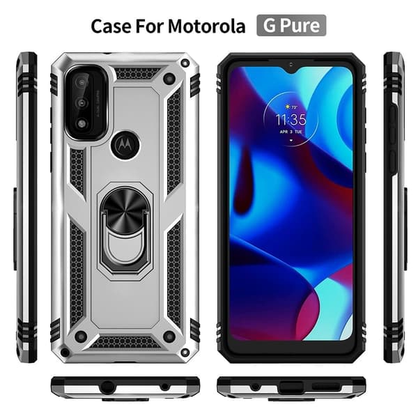 Bofink Combat Motorola G Pure skal - Silver/Grå Silvergrå