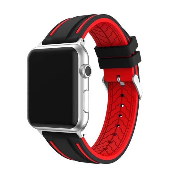 Apple Watch 44mm kaksivärinen silikonikellon hihna - Musta / Punainen Black