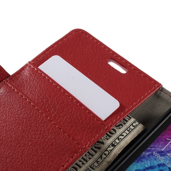Mankell Samsung Galaxy J1 Nahkakotelo Korttitaskulla - Punainen Red