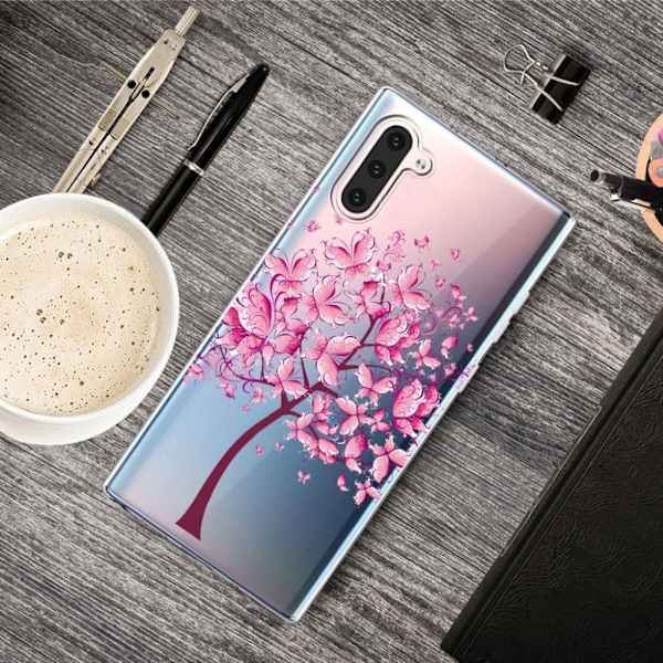Butterfly läder Samsung Galaxy Note 10 fodral - Rosa Rosa