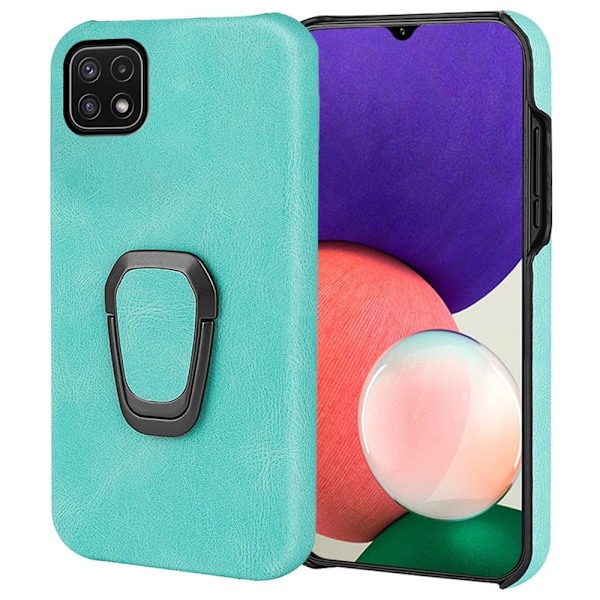Stötsäkert läderfodral med oval kickstand för Samsung Galaxy A22 5G - Matcha Grön Grön