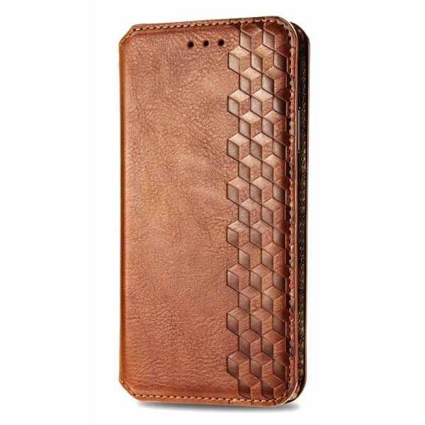 Læder Etui med A Stilfuldt Rhombus Tryk til Motorola Edge 30 Ultra / X30 Pro - Brun Brown