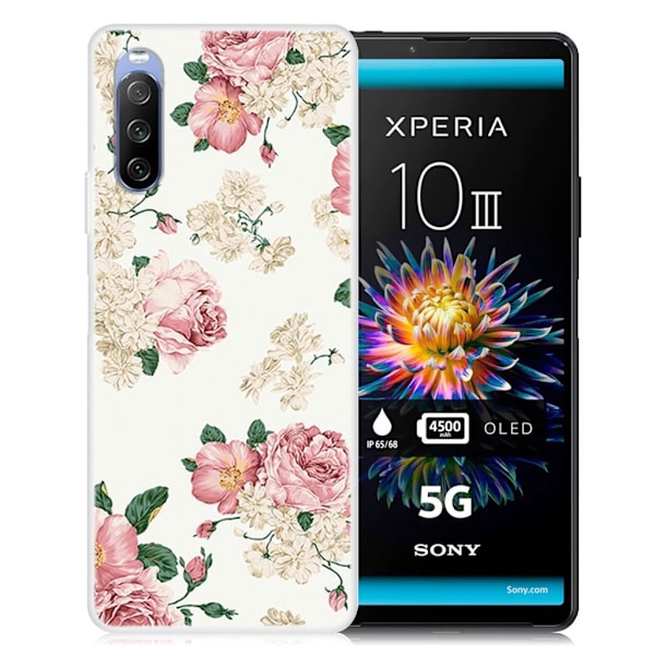 Deco Sony Xperia 10 III Etui - Hvid Base Blomst Multicolor
