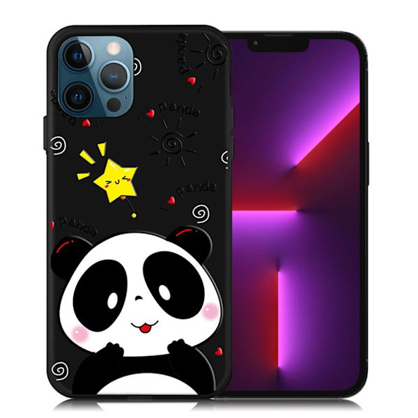 Imagine iPhone 13 Pro Suojakotelo - Panda And Star Black
