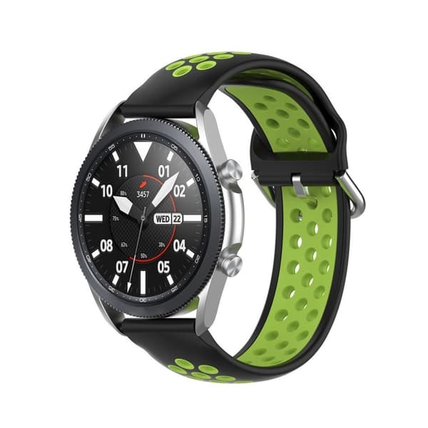 Samsung Galaxy Watch 3 (41mm) bi-farve silikone rem - sort / Fluorescent grøn Black