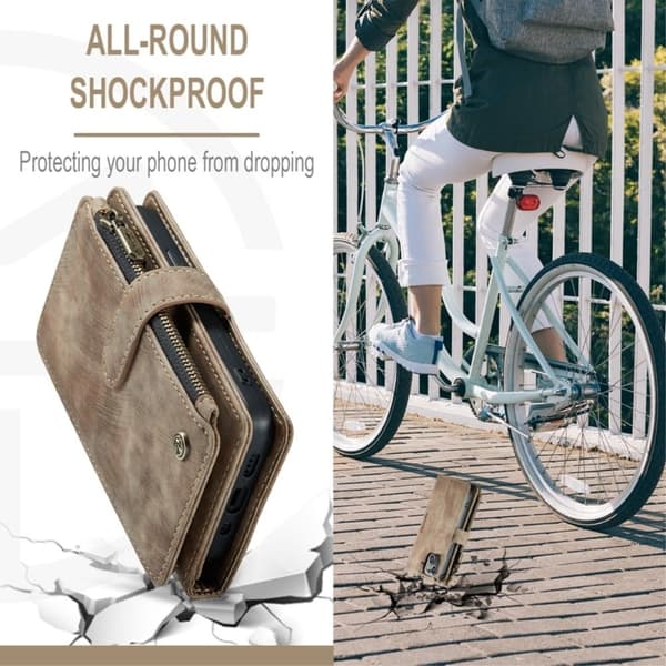 Rymligt iPhone 13 Mini fodral med plånbok - Brun Brun