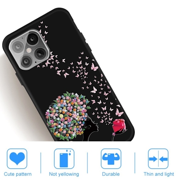 Butterfly iPhone 12 Pro Max nahkakotelo - Kukallinen Tyttö Ja Perhonen Multicolor