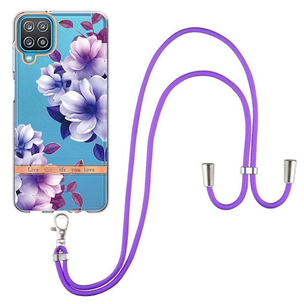 Slankt og holdbart softcover med lanyard til Samsung Galaxy A12 5G - Lilla Begonia Purple