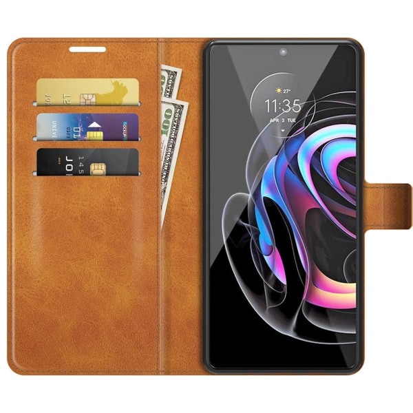 Hållbart konstläder Motorola Edge 20 Pro fodral med plånbok - Gu Gul