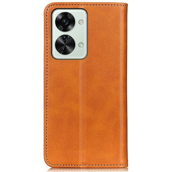OnePlus Nord 2T flip etui i ægte læder med pung – Brun Brown