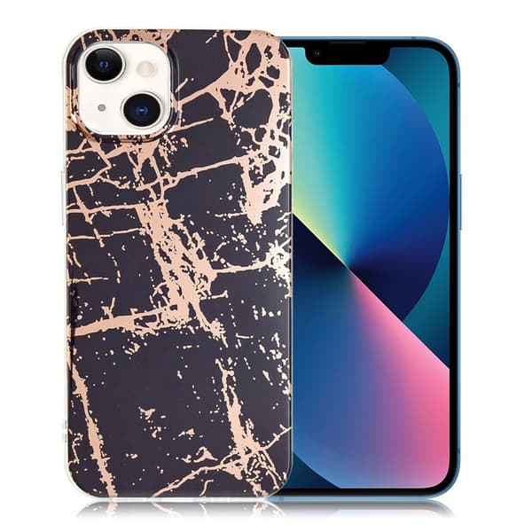 Marmormotiv iPhone 13 skal - Svart/Guld multifärg