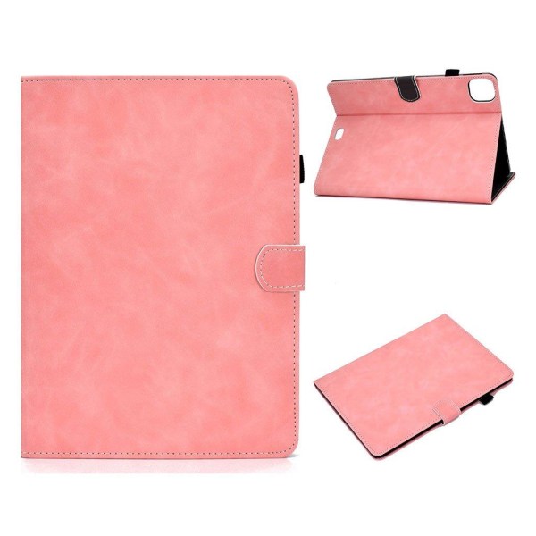 Solid Color Card Slots Stand Flip Leather Protective Shell iPad Pink