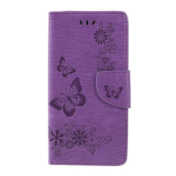 Butterfly läder Samsung Galaxy A6 (2018) fodral - Lila Lila