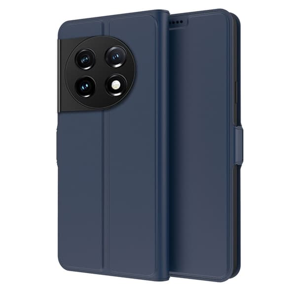 Glatt og tynt premium PU-skinnetui for OnePlus 11 - Blå Blue