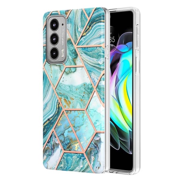 Marmormotiv Motorola Edge 20 skal - Blå Blå