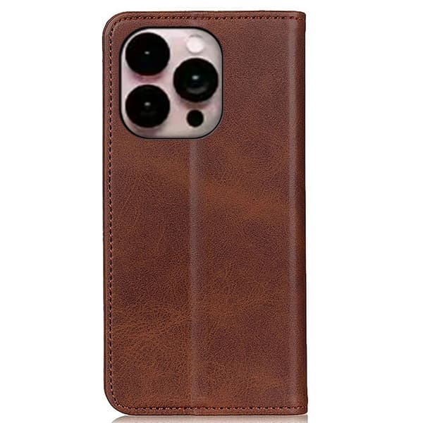 iPhone 14 Pro Max lompakkokotelo, aitoa nahkaa - Kahvi Brown