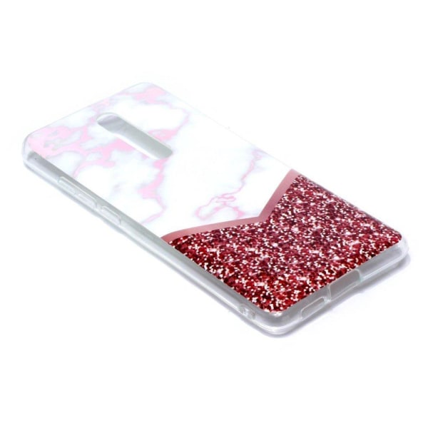 Marble Xiaomi Redmi K20 Pro kuoret - Valkoinen Marmori ja Glitter Red