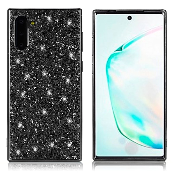 Glitter Samsung Galaxy Note 10 deksel - Svart Black