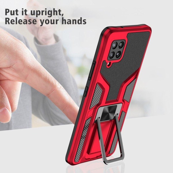 Shockproof Hybrid Suojakuori With Kickstand For Samsung Galaxy A42 5G - Punainen Red