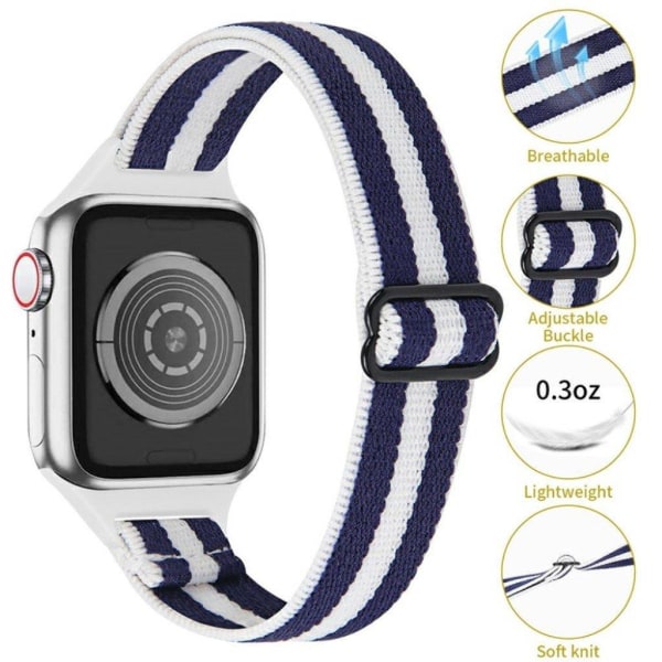 Apple Watch 42 mm - 44 mm klockarmband i nylon - Blå / Vit multifärg