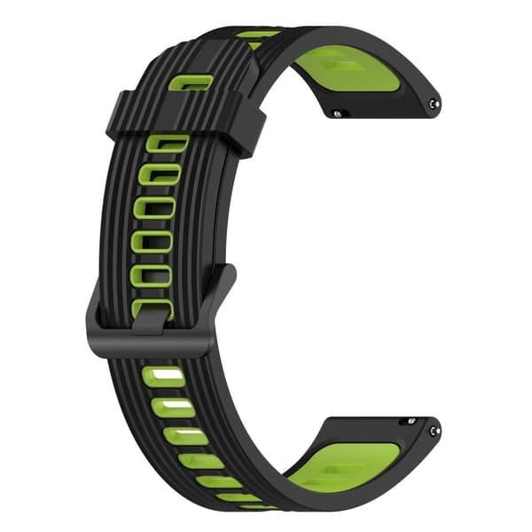 20mm Universal kaksivärinen silikoni ranneke - Musta / Lime Black