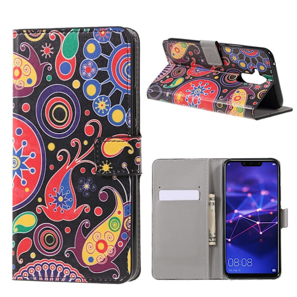 Huawei Mate 20 Lite kuviollinen synteetti nahkainen lompakko suojakotelo - Kasmir Kukat Multicolor