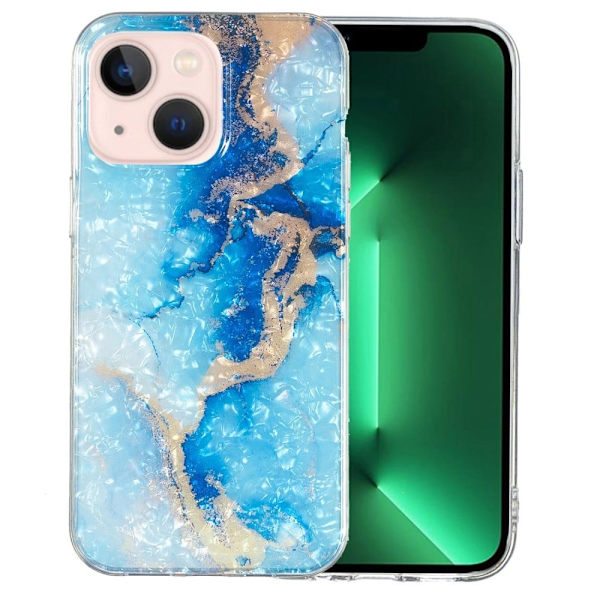 Marble iPhone 15 Plus Etui - Blue Gull Klinkekule Blue
