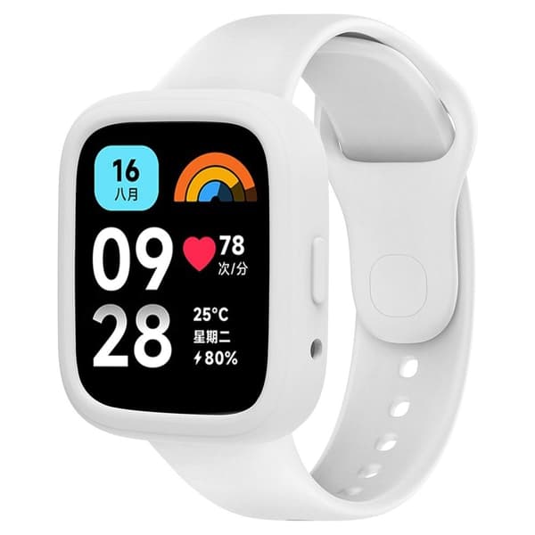 Xiaomi Redmi Watch 3 Active Silicone Strap Replacement Wrist Band with Watch Case - White White