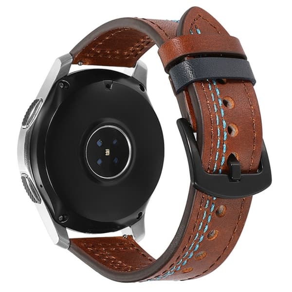22 mm universal lærrem - Mørkebrun / Babyblå Brown