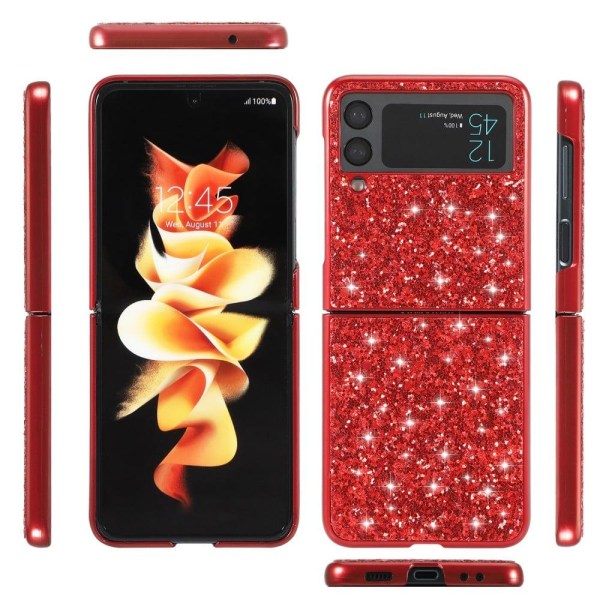 Glitter Samsung Galaxy Z Flip3 5G Etui - Rød Red