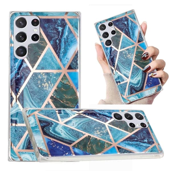 Marble Samsung Galaxy S22 Ultra Suojakotelo - Sininen / Vihreä Marble Blue