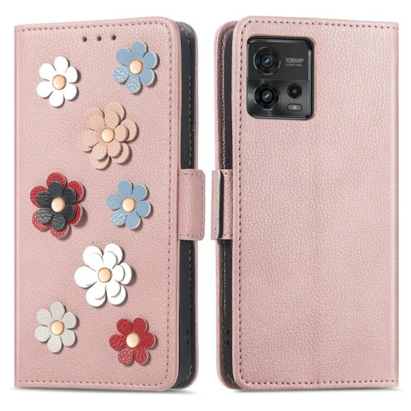 Smooth and thin premium PU leather case for Motorola Moto G72 - Rosa