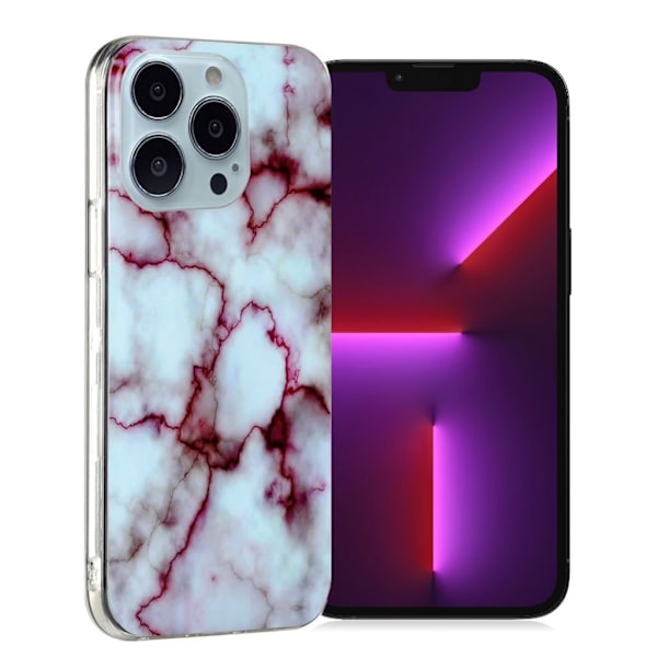Marmordesign iPhone 13 Pro deksel - Rød Red