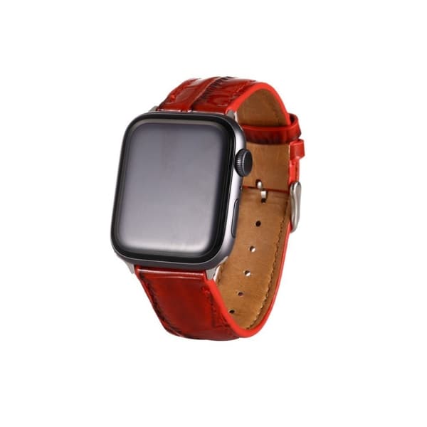 Apple Watch Series 5 / 4 44mm leather case with crocodile pattern - Red Röd