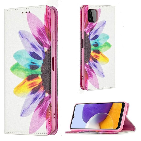 Wonderland Samsung Galaxy A22 5G Läppäkotelo - Sunflower Multicolor
