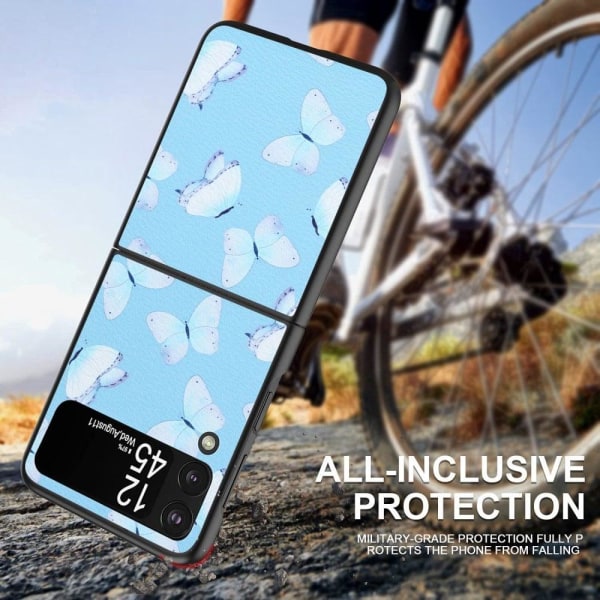 Samsung Galaxy Z Flip3 5G pattern printing leather cover - Blue Blue