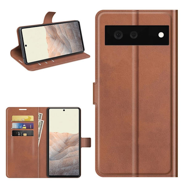 Lompakko Nahkakotelo For Google Pixel 6 - Khaki Brown