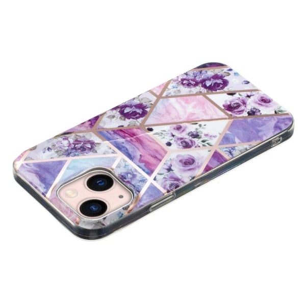 Marble iPhone 13 Mini Suojakotelo - Violetti Flower Purple