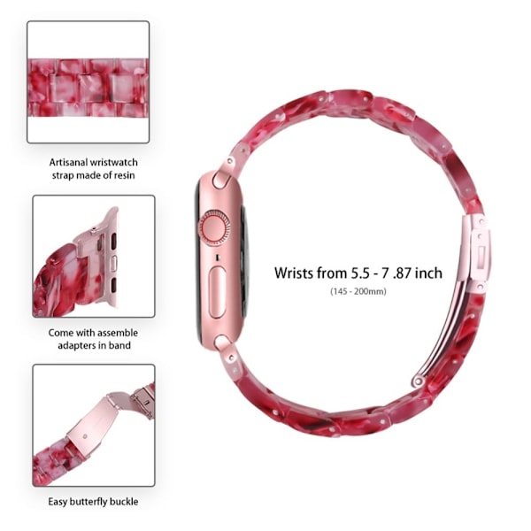 Apple Watch SE 2022 (40mm) 3 helmen hartsityylinen kelloranneke kirkkaalla suojuksella - Kuuma Vaaleanpunainen Pink