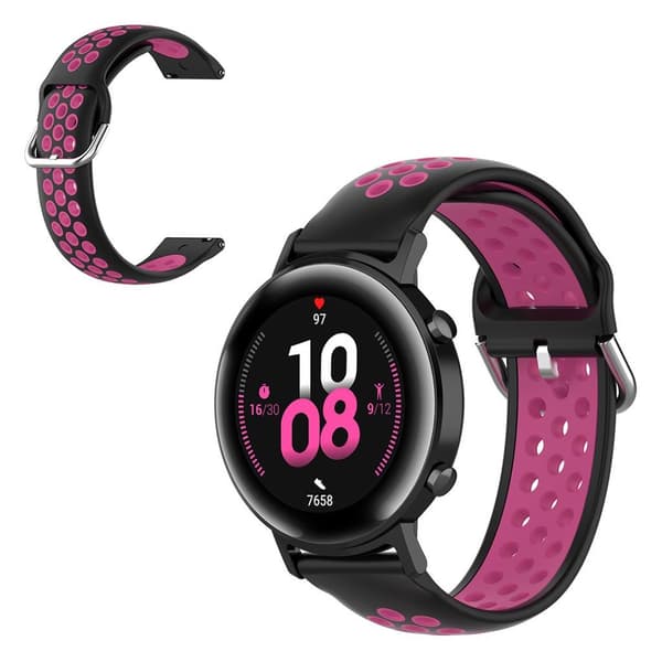 20 mm universal tofarget klokkerem i silikon - Svart / Rose Black