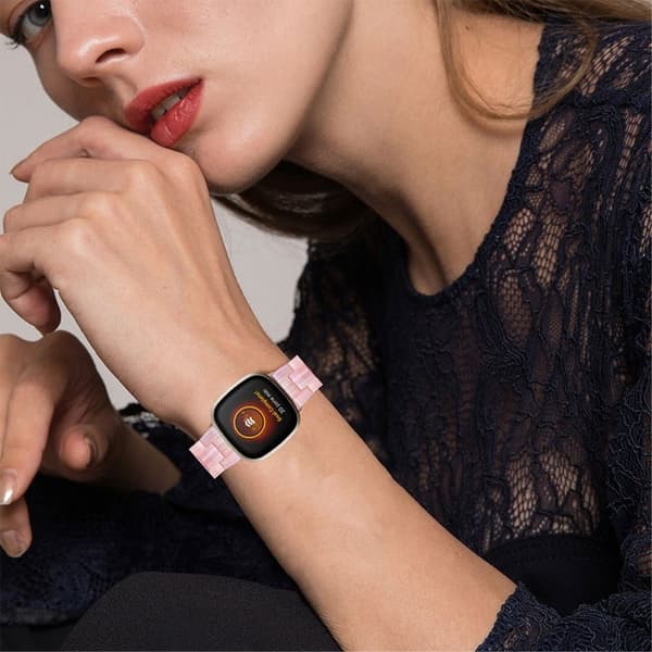 Fitbit Sense / Versa 3 hartsihelmikellon hihna - Silkki Vaaleanpunainen Pink