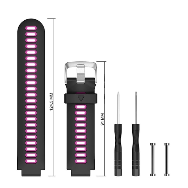 Garmin Forerunner 735XT / 220 / 230 / 235 / 620 / 630 silikone Urrem - Sort / Rose Black