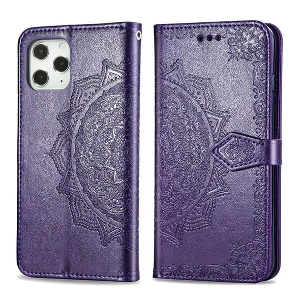 Mandala iPhone 12 Pro Max læderetui - Lilla Purple