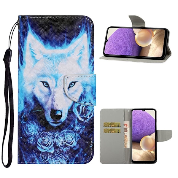 Wonderland Samsung Galaxy A32 Flip etui - Hvid ulv Blue